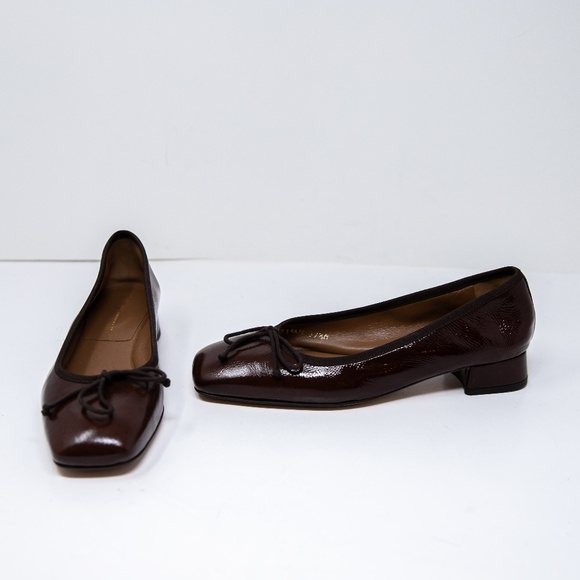 NEW Margaux The Ada Patent Leather Low Block Heel Square Toe Ballet Flats Shoes - Picture 1 of 4